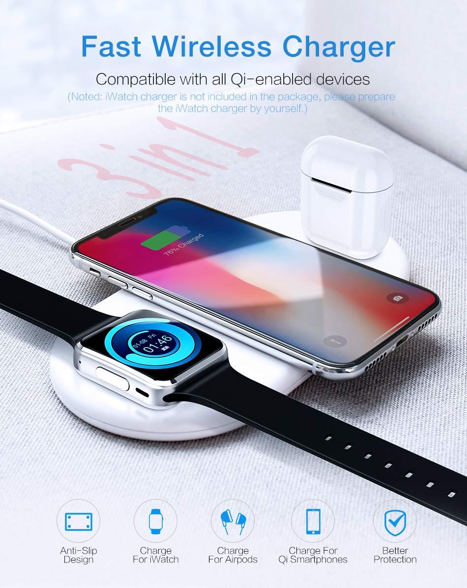 Wireless charger dual charge 5v2a for mobile, watch and headset three-in-one charging